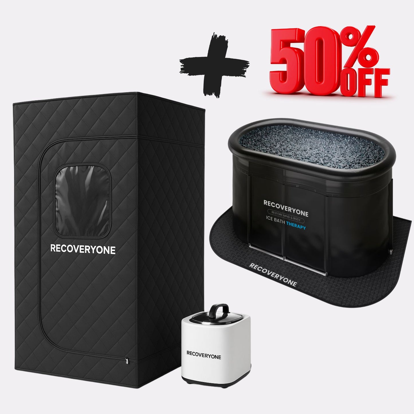 RECOVERYONE - Saună cu generator de aburi + Cadă cu gheață MAX (50% reducere la Cada cu gheață)