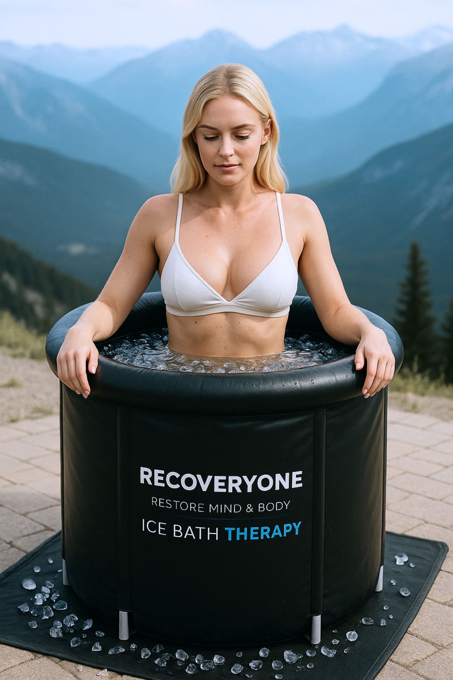 Fată care se recuperează în cada cu gheață RECOVERYONE